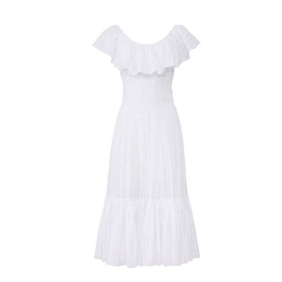 $448 Tory Burch Striped Seersucker Cotton White Dress
Sz 8 - Picture 4 of 8